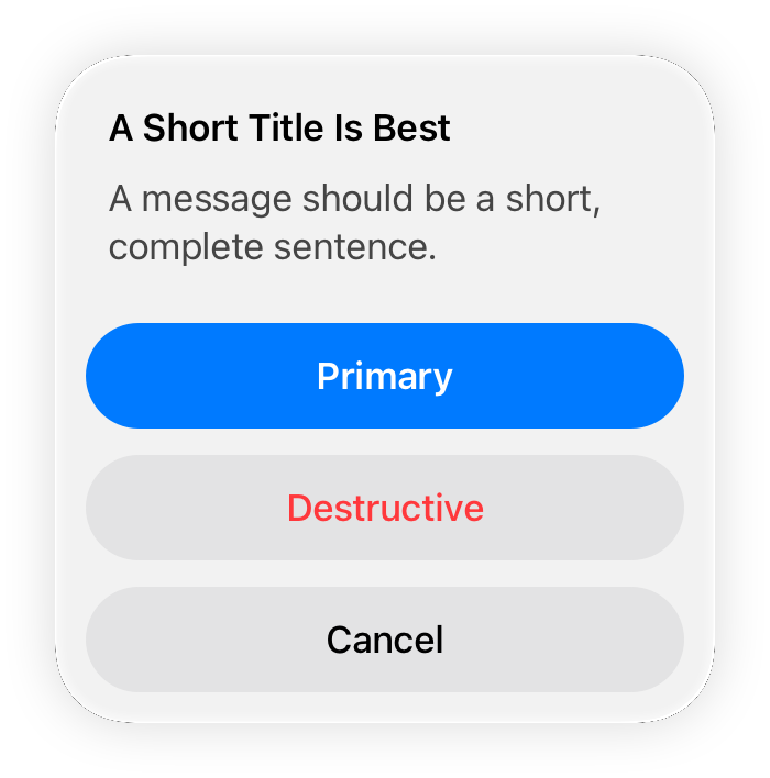 Apple HIG Alert/Action Sheet 예시: A Short Title Is Best