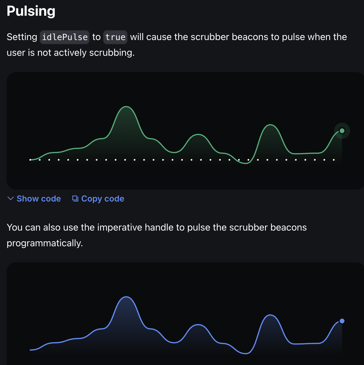 Area Chart Scrubber Pulsing