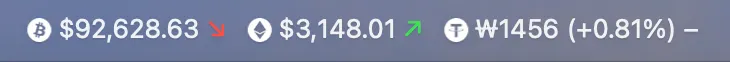 macOS 메뉴바에 표시되는 실시간 암호화폐 가격 (BTC, ETH, USDT)